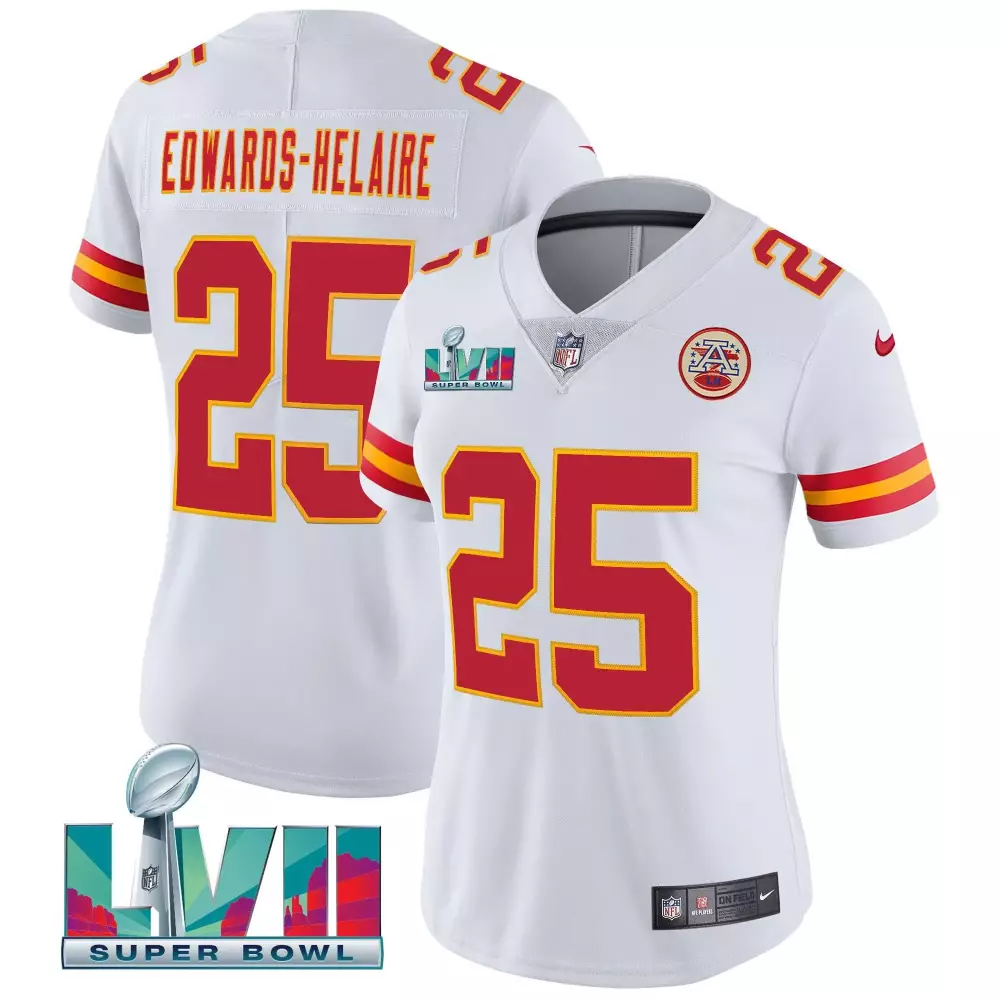 Clyde Edwardshelaire 25 Jersey White Super Bowl Lvii Kansas City Chiefs Women Player