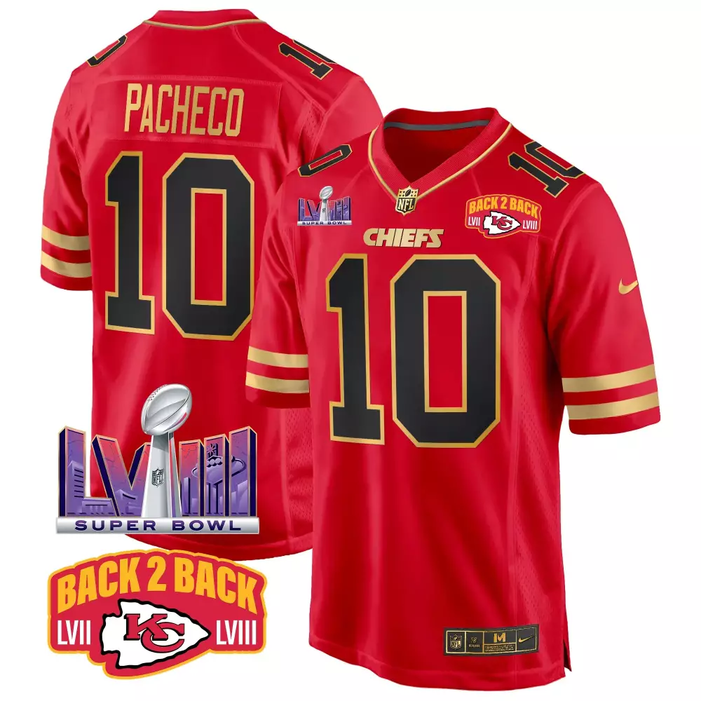 Isiah Pacheco 10 Chiefs Jersey Red Super Bowl Lviii Champions 2023 Men Player Black