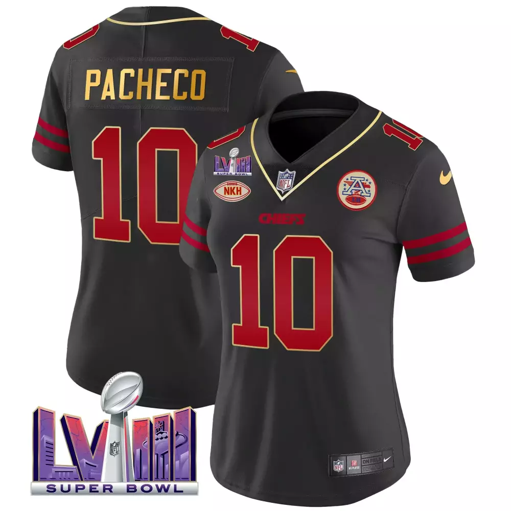 Isiah Pacheco 10 Chiefs Jersey Black Super Bowl Lviii Nkh 2023 Women Game Alternate