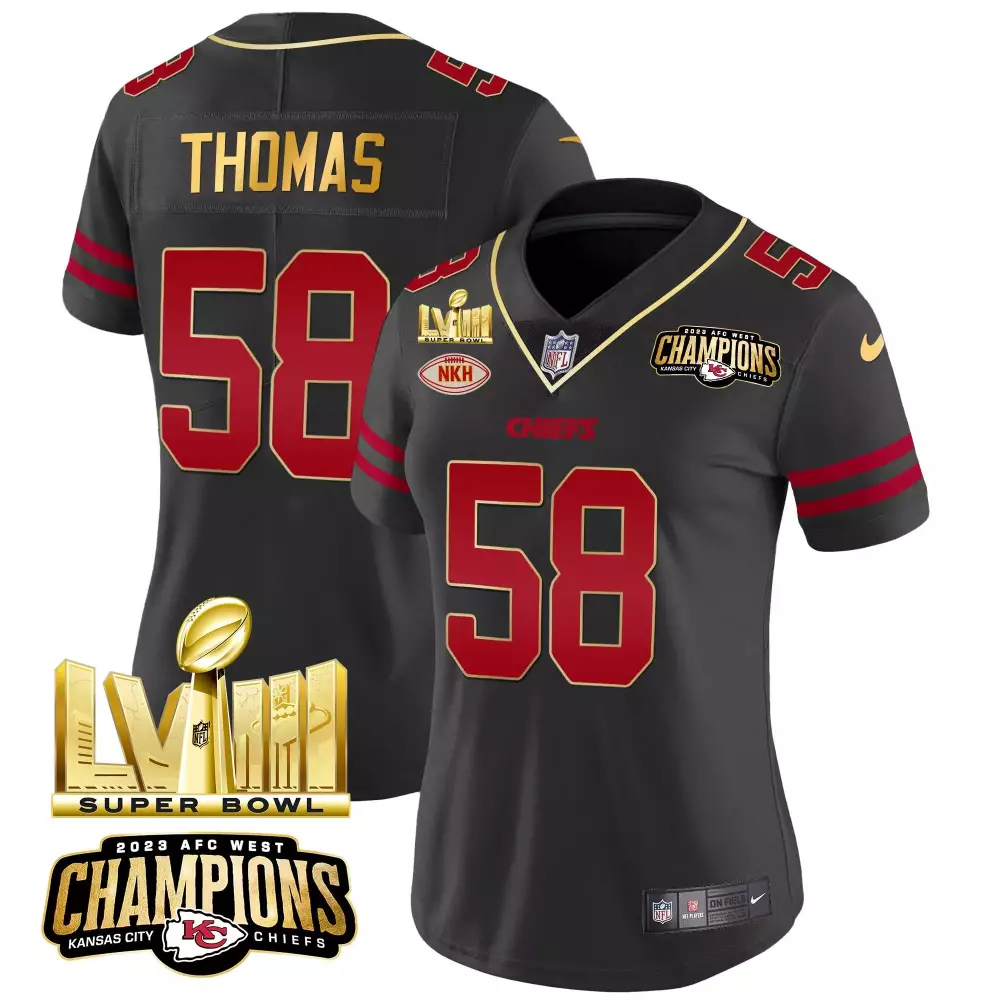 Derrick Thomas 58 Jersey Black Super Bowl Lvii Kansas City Chiefs Champions AFC West 2023