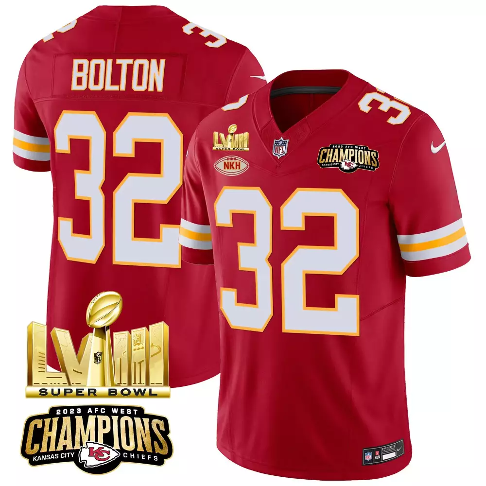 Nick Bolton 32 Kansas City Chiefs Jersey Red 2023 AFC West Champions Super Bowl Lvii