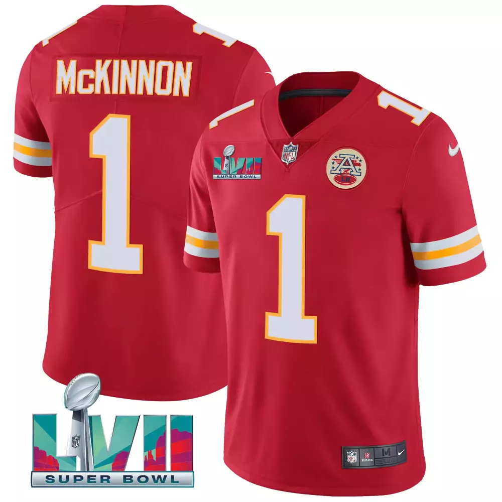 Jerick Mckinnon 1 Jersey Red Super Bowl Lvii Champions Kansas City Chiefs Men Replica