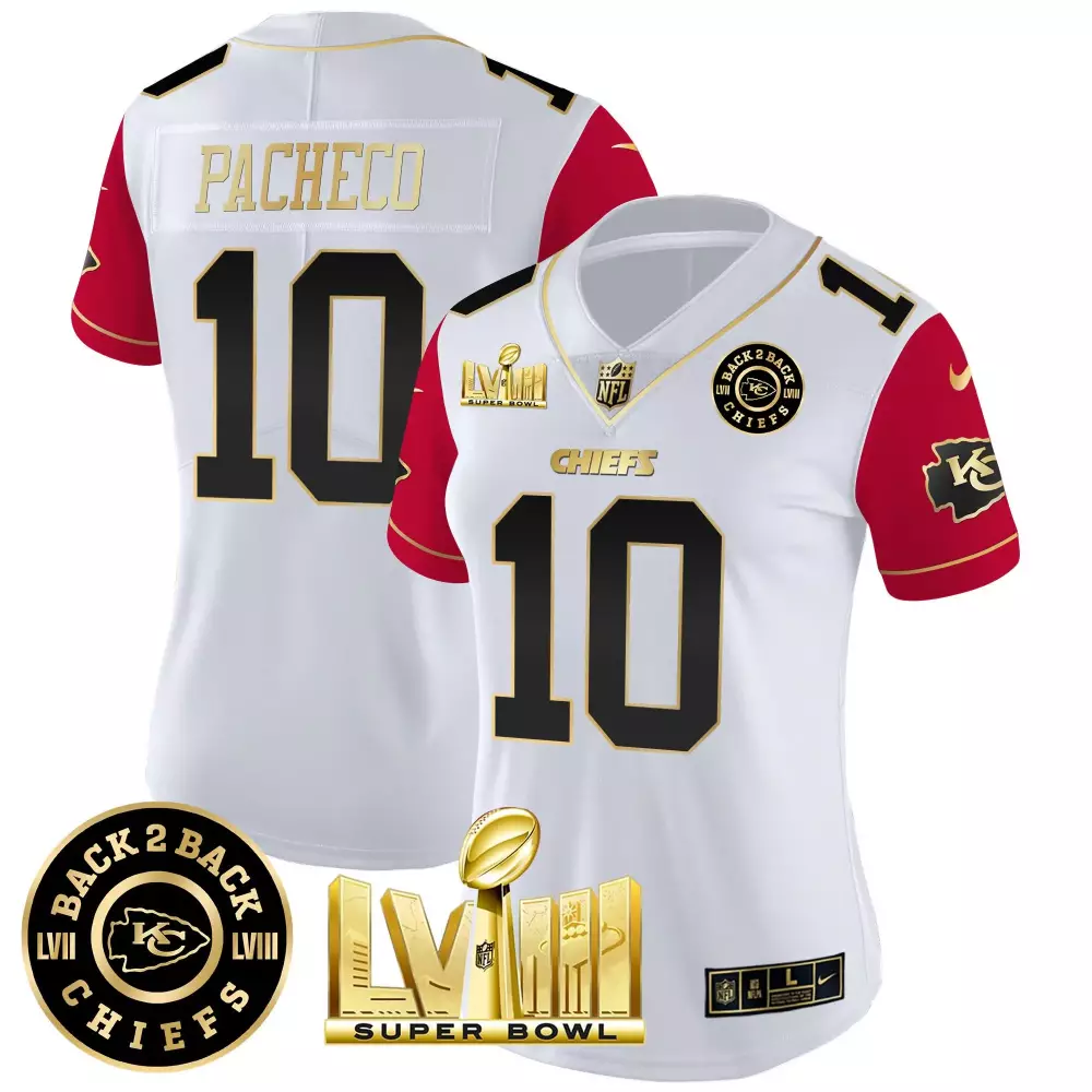 Isiah Pacheco 10 Chiefs Jersey White Super Bowl Lviii Champions Women Player Red