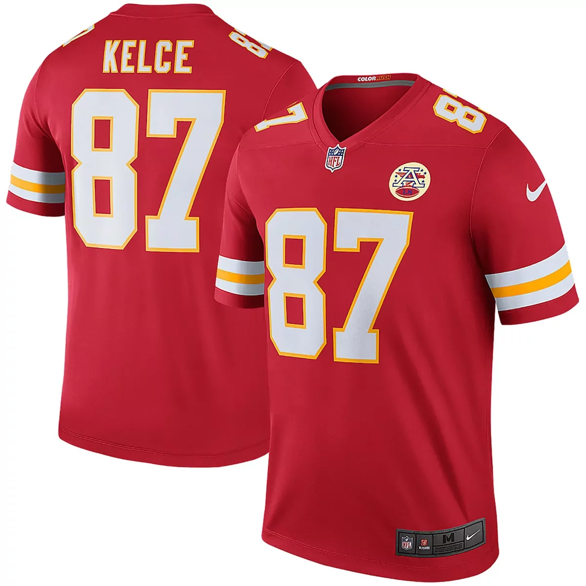 Travis Kelce 87 Jersey Red Color Rush Kansas City Chiefs Men Game White Yellow