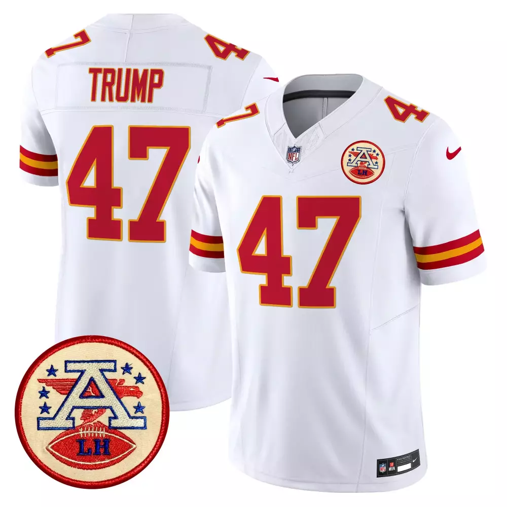 Donald Trump 47 Jersey White Lvii Champions Kansas City Chiefs Men NFL Red Yellow