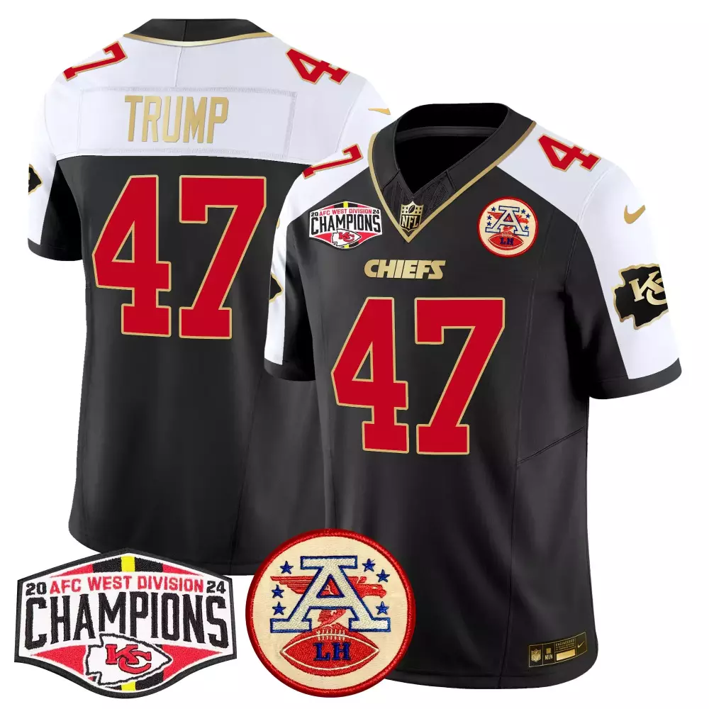 Donald Trump 47 Chiefs Jersey Black AFC West Division Champions Lh Men White Red