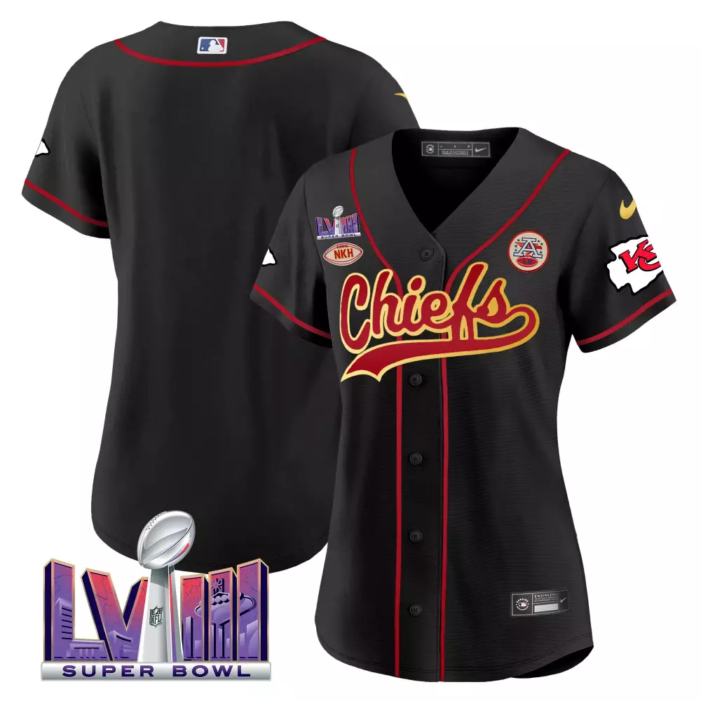 Lvii Kansas City Chiefs Jersey Black Super Bowl Lviii 2023 Women Red Gold All Stitched