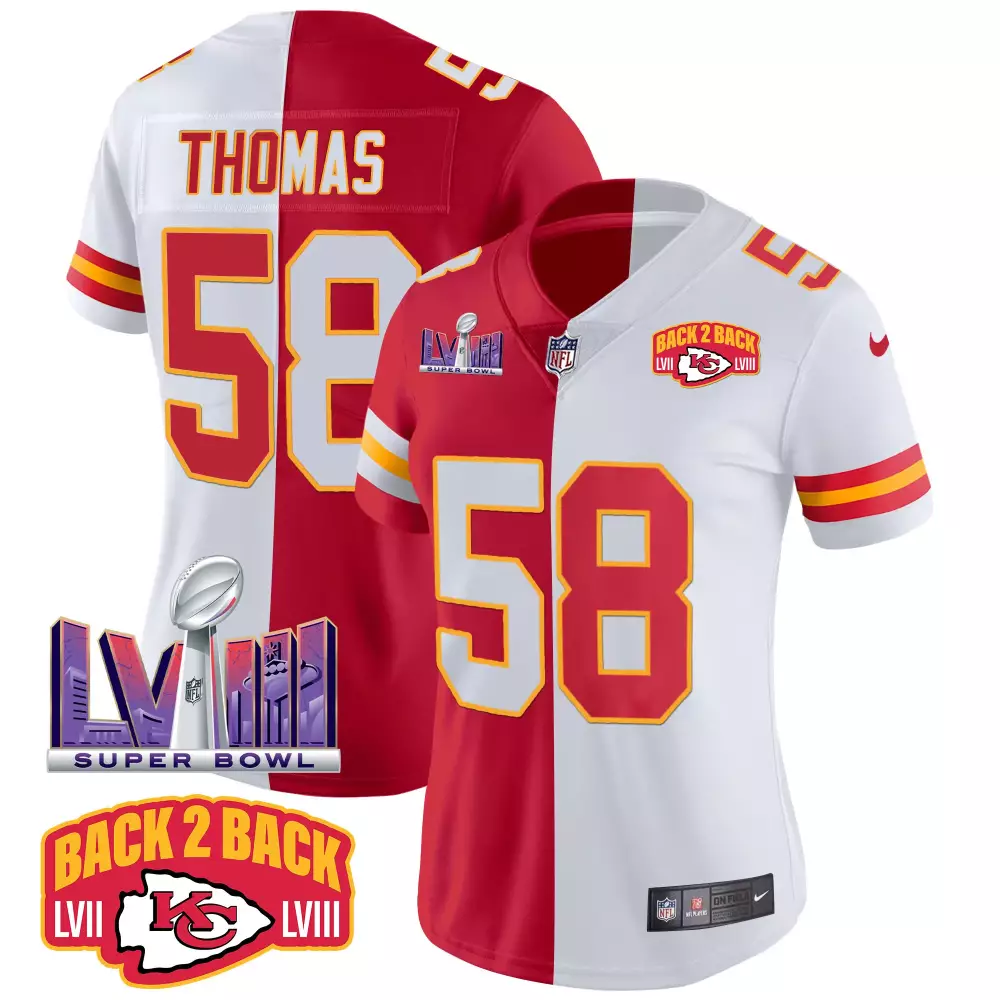 Derrick Thomas 58 Jersey Red Super Bowl Lviii Champions Kansas City Chiefs Men Split
