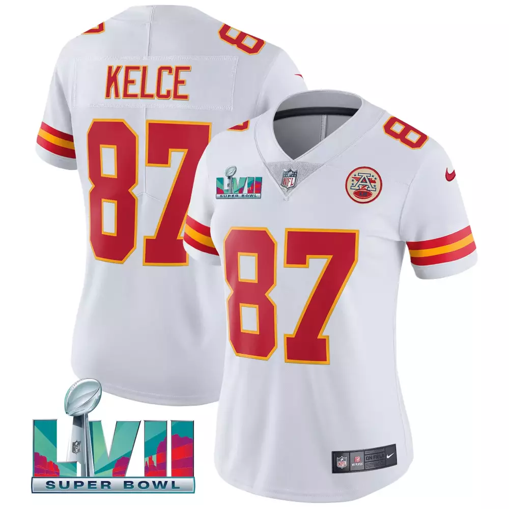 Travis Kelce 87 Jersey White Super Bowl Lvii Champions Kansas City Chiefs 2023 Women