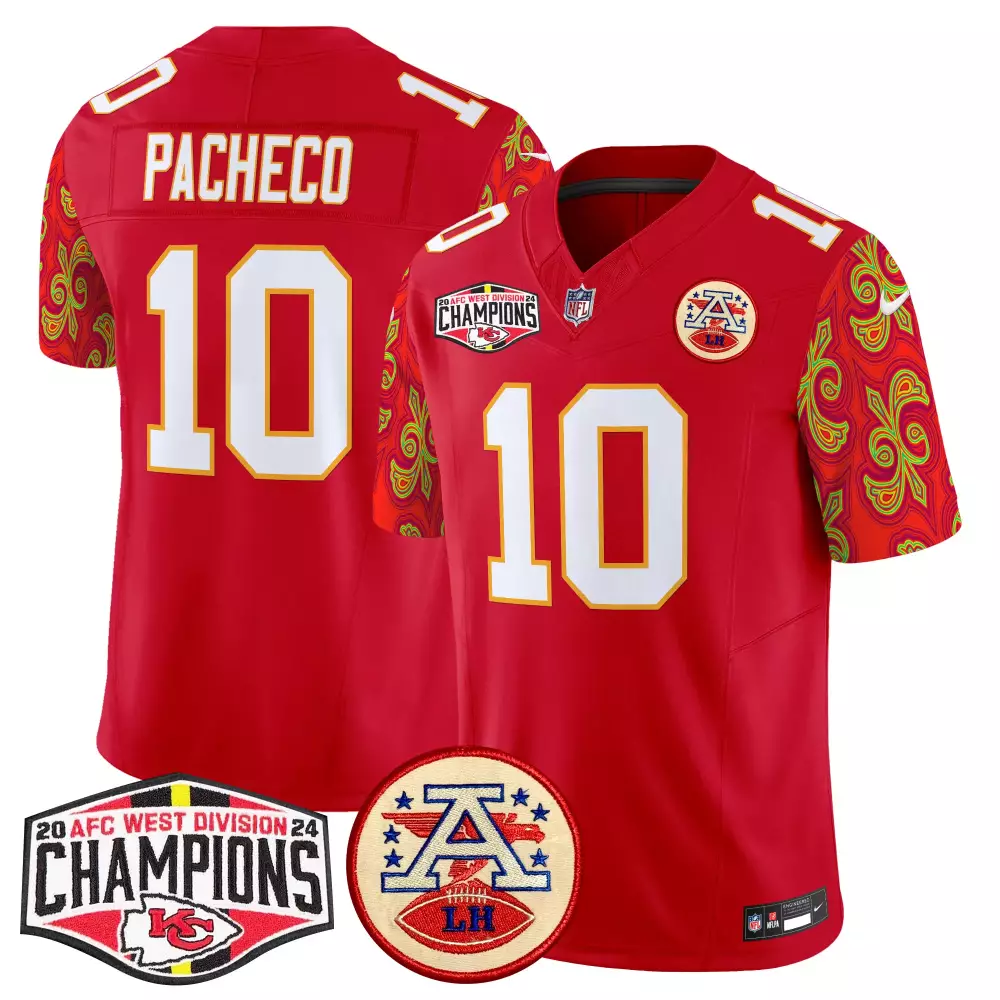 Isiah Pacheco 10 Jersey Red AFC West Division Champions Kansas City Chiefs Lh Men