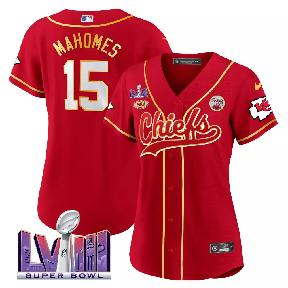 Patrick Mahomes 15 Jersey Red Super Bowl Lvii Kansas City Chiefs Men Gold All Stitched