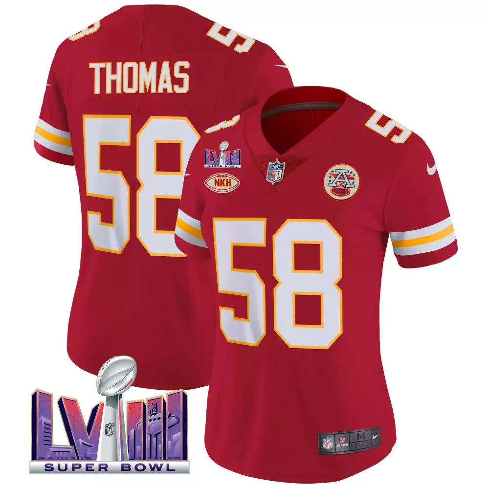 Derrick Thomas 58 Jersey Red Super Bowl Lvii Kansas City Chiefs Nkh Men White Yellow