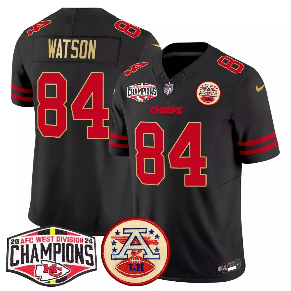 Justin Watson 84 Chiefs Jersey Black AFC West Division Champions Lh Men Player Red