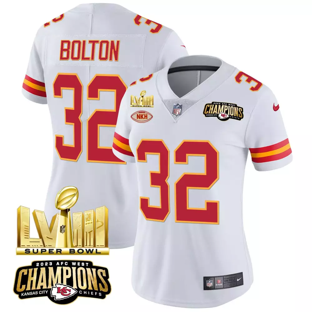 Nick Bolton 32 Kansas City Chiefs Jersey White Super Bowl Lviii Champions 2023 AFC West