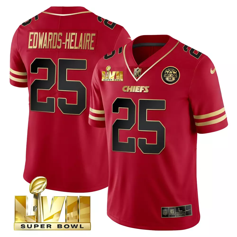 Clyde Edwards 25 Chiefs Jersey Red Super Bowl Lvii Afl Men Alternate Gold Black All