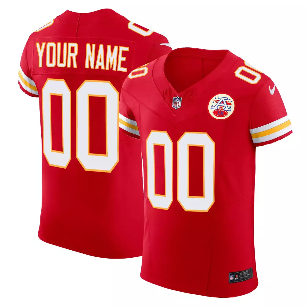 Custom Kansas City Chiefs Jersey Red Afl 50th Anniversary Men White Yellow All Stitched