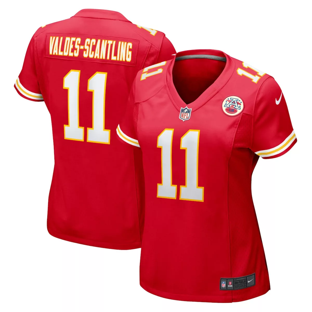 Marquez Valdes 11 Jersey Red Kansas City Chiefs Men NFL White Yellow Game
