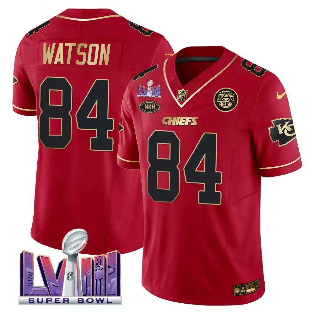 Tre Watson 84 Chiefs Jersey Red Super Bowl Lv 2023 Men Player Gold Black Vapor v3