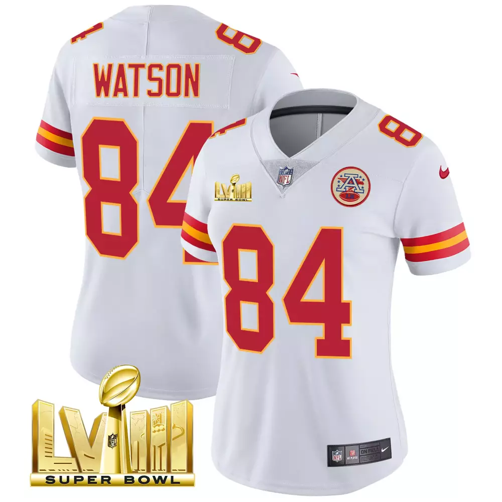 Tre Watson 84 Kansas City Chiefs Jersey White Super Bowl Lvii Women Red Yellow Vapor