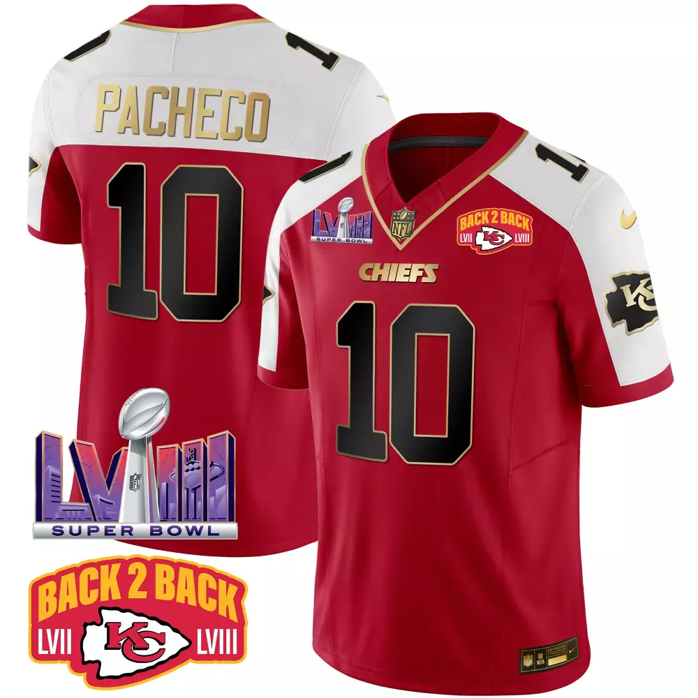 Isiah Pacheco 10 Chiefs Jersey Red Back 2 Super Bowl Lvii Lviii Men Player White