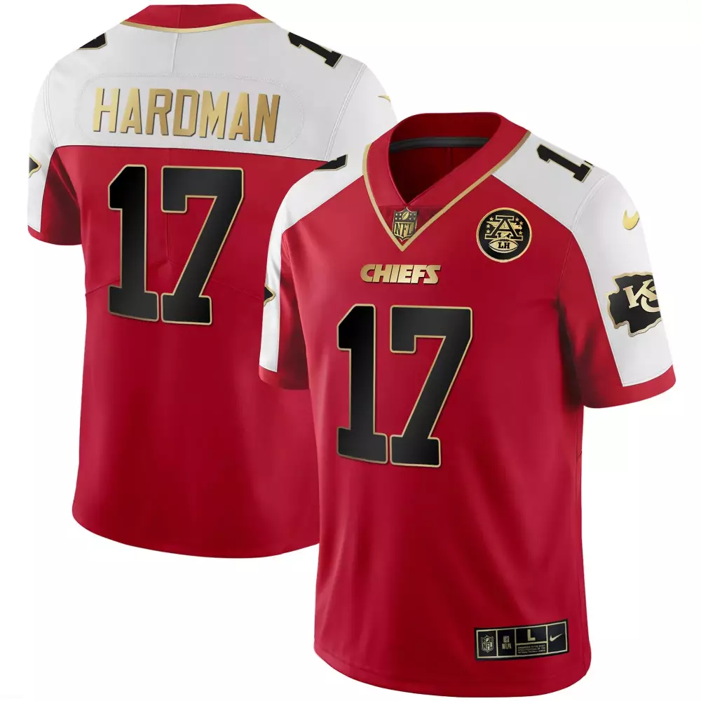 Mecole Hardman 17 Chiefs Jersey Red Men White Gold All Stitched Vapor