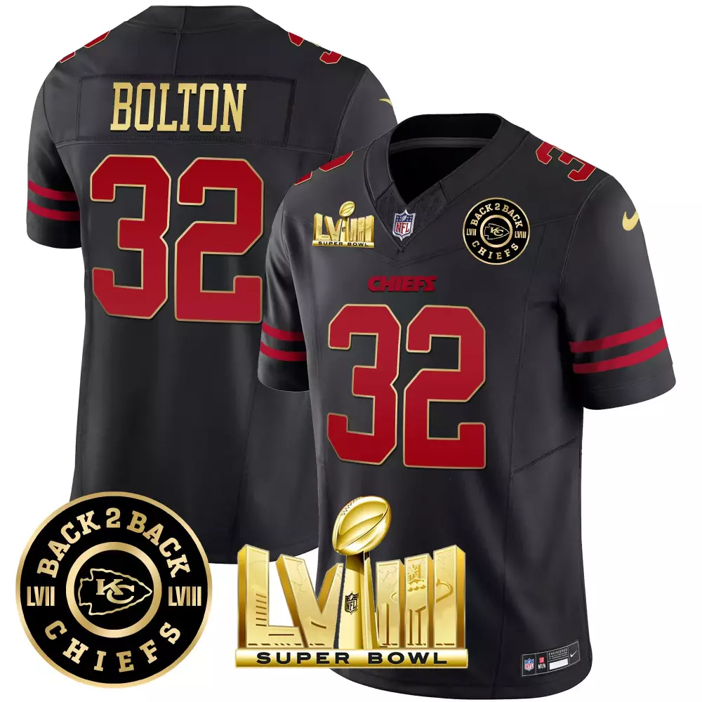 Nick Bolton 32 Chiefs Jersey Black Back 2 Super Bowl Champions Lvii Lviii Men Red