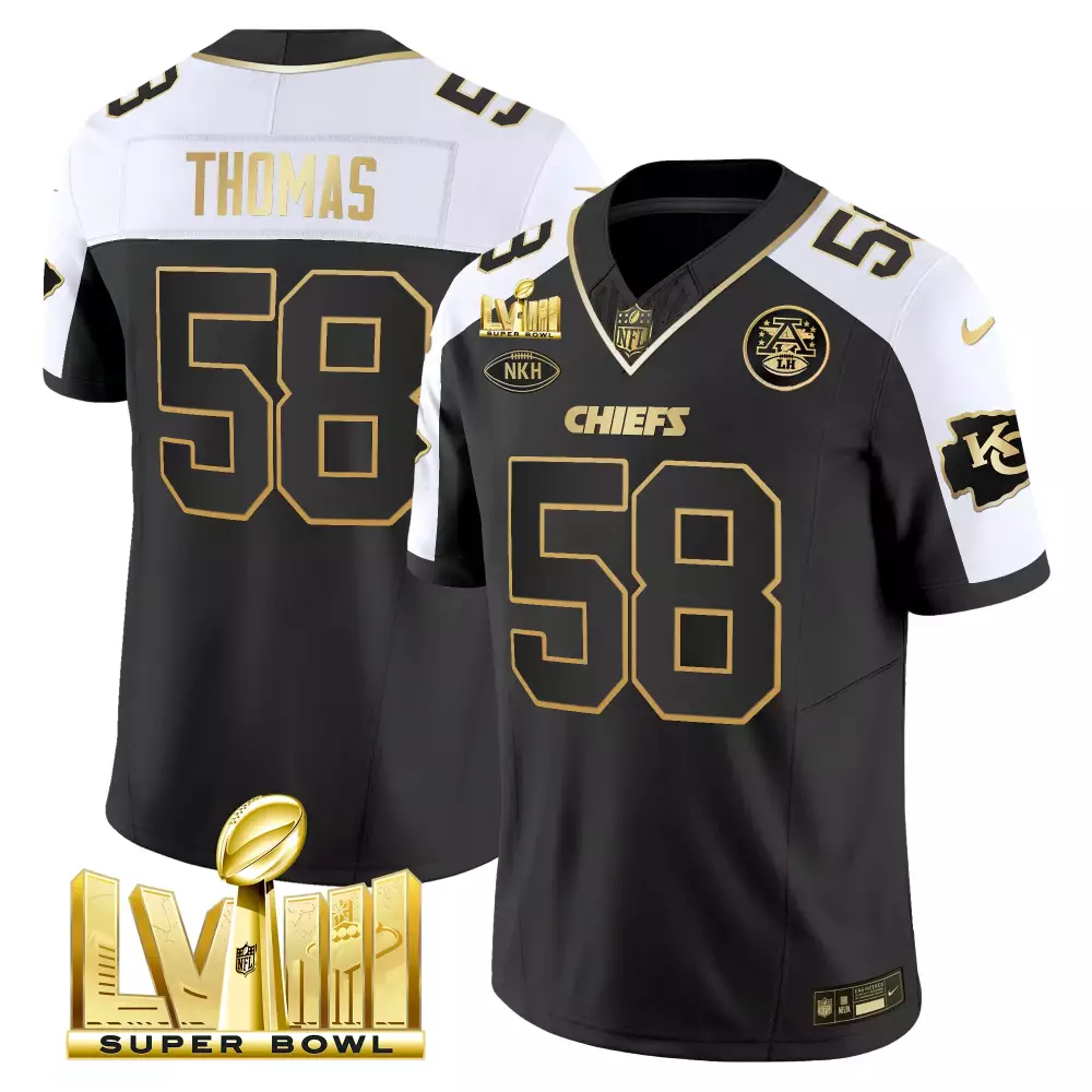 Derrick Thomas 58 Chiefs Jersey Black Super Bowl Lviii Nkh Men Alternate White Gold
