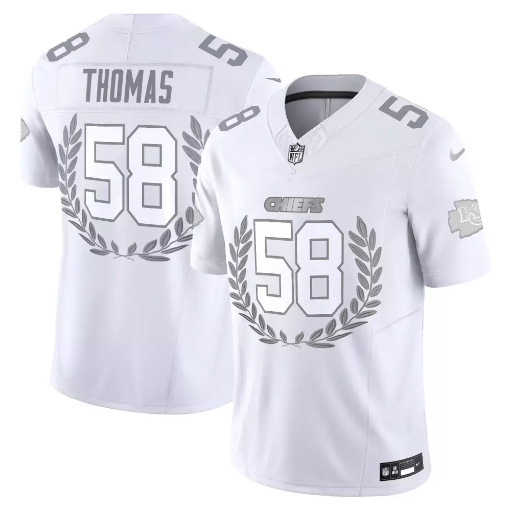 Derrick Thomas 58 Chiefs Jersey White Men Standard Silver Gray Vapor Limited All