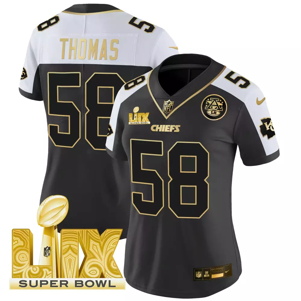 Derrick Thomas 58 Chiefs Jersey Black Super Bowl Lix Men Standard Alternate Split Design
