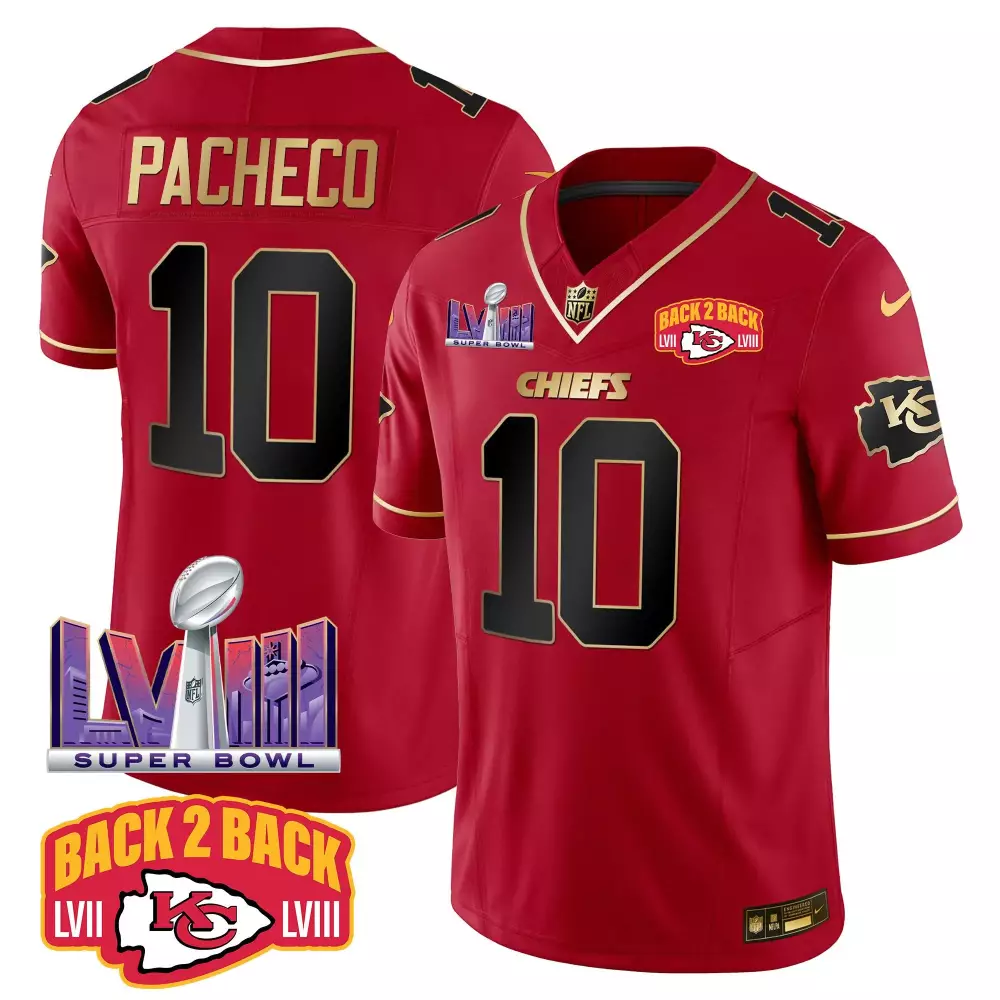 Isiah Pacheco 10 Chiefs Jersey Red Super Bowl Champions Lvii Lviii Men Gold Black