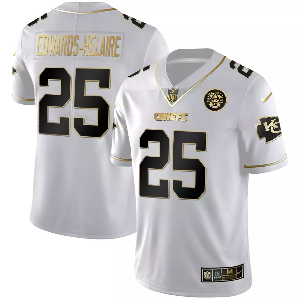 Clyde Edwards 25 Chiefs Jersey White 2020 AFC Championship Super Bowl Liv Lviii Men