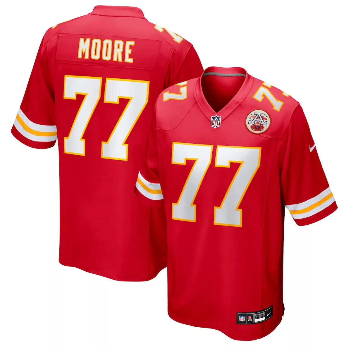 Jaylon Moore 77 Jersey Red Kansas City Chiefs Afl 50th Anniversary Men Replica White