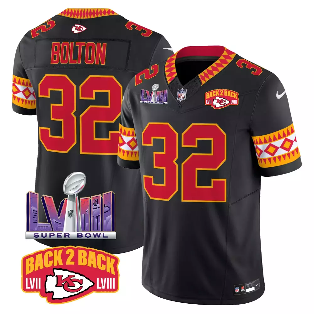 Nick Bolton 32 Kansas City Chiefs Jersey Black Back 2 Super Bowl Champions Lvii Lviii