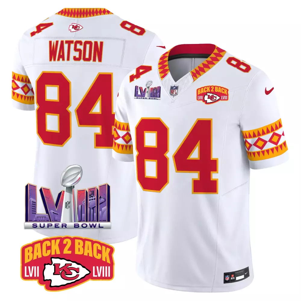 Justin Watson 84 Jersey White Super Bowl Lviii Champions Kansas City Chiefs To Men