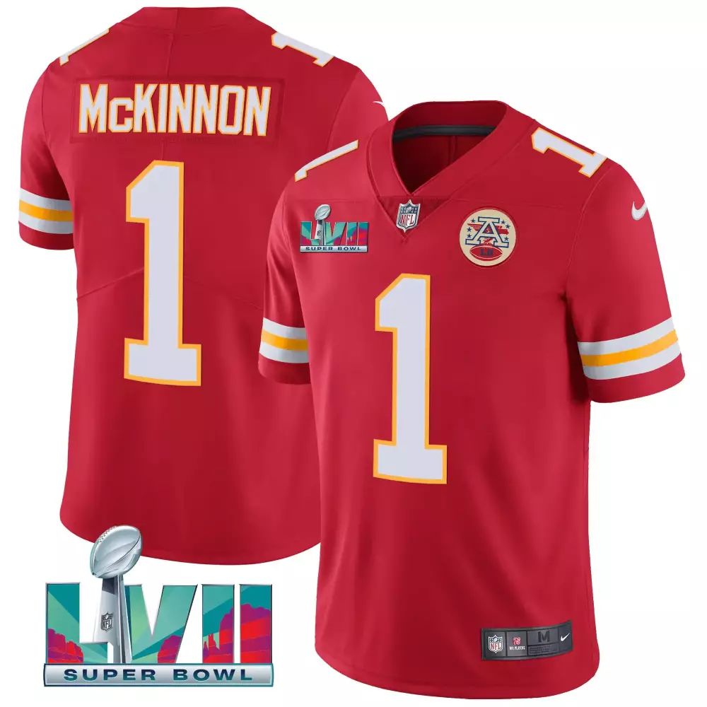 Mckinnon Lvii 1 Jersey Red Super Bowl Kansas City Chiefs Men Game White Gold All