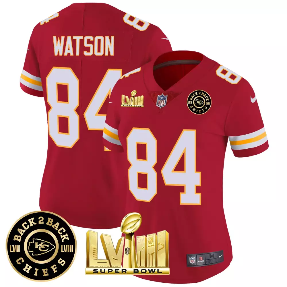 Justin Watson 84 Jersey Red Super Bowl Lviii Champions Kansas City Chiefs Men White