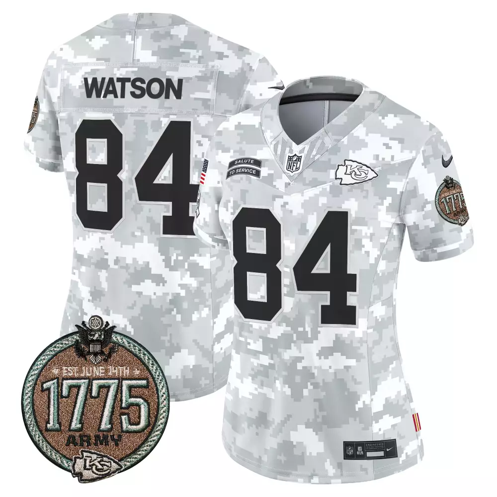 Justin Watson 84 Jersey White Salute To Service Kansas City Chiefs 1775 Army Men
