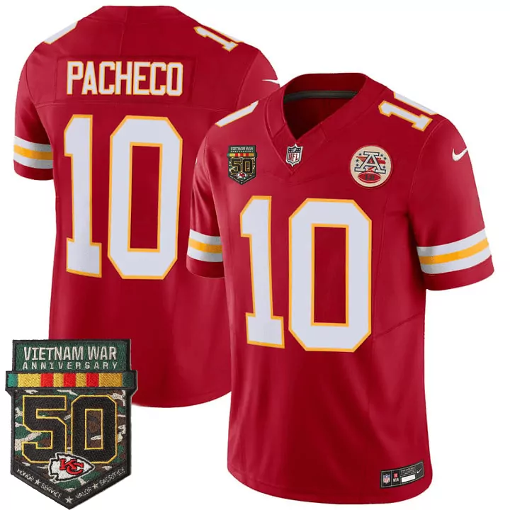 Isiah Pacheco 10 Jersey Red Vietnam War 50th Anniversary Kansas City Chiefs Men Player