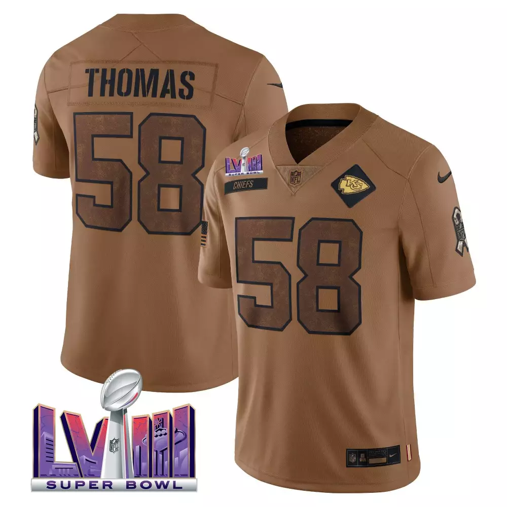 Derrick Thomas 58 Chiefs Jersey Brown Super Bowl Lviii 2023 Men Game Dark Limited
