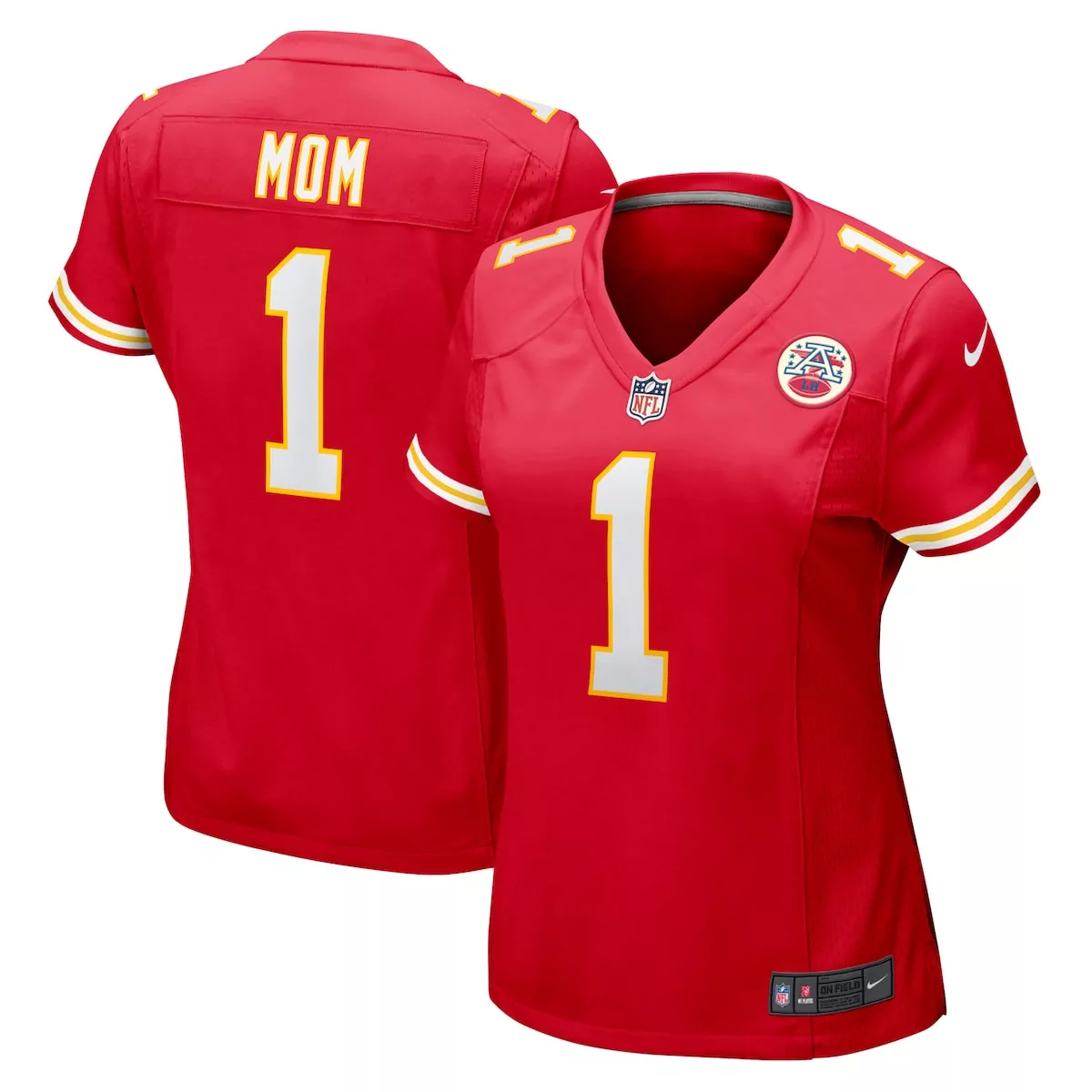 Mom 1 Kansas City Chiefs Jersey Red Women White Yellow Game