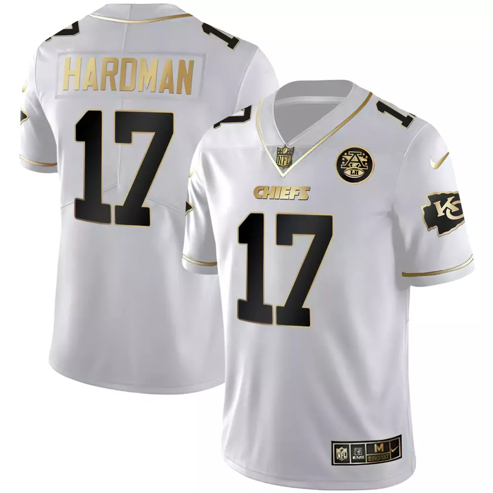 Mecole Hardman 17 Chiefs Jersey White Men Alternate Black Gold Vapor Limited All