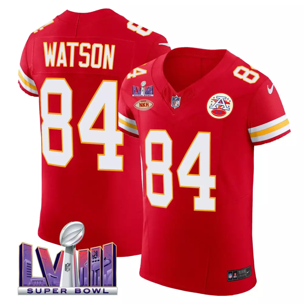 Tre Watson 84 Kansas City Chiefs Jersey Red Super Bowl Lviii Nkh AFC Men White Yellow