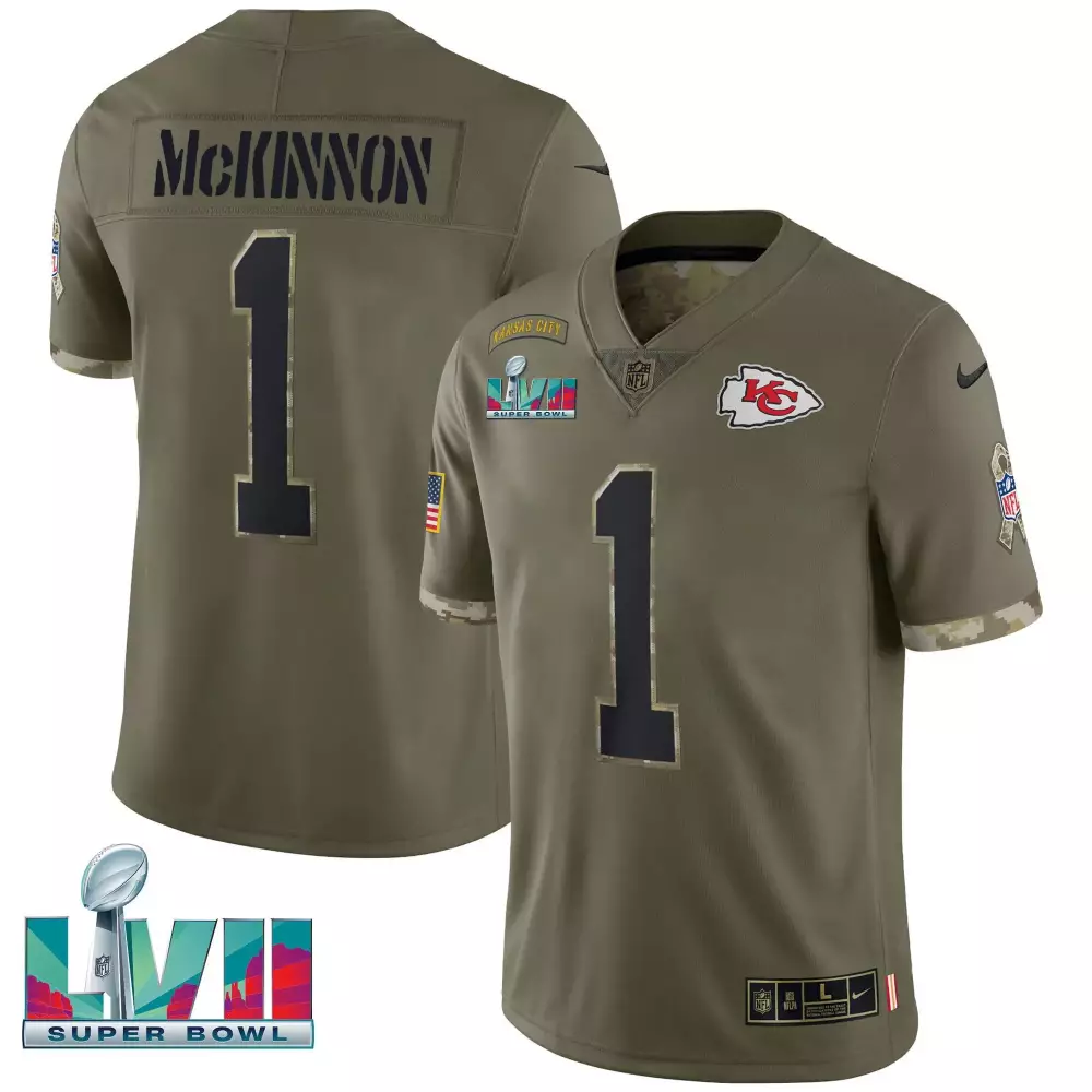 Jerick Mckinnon 1 Jersey Olive Green Salute To Service Kansas City Chiefs Super Bowl Lvii 2022