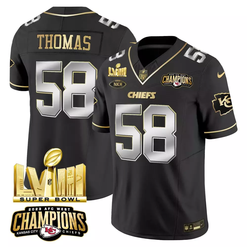 Derrick Thomas 58 Jersey Black Super Bowl Lviii Kansas City Chiefs 2023 AFC West Champions