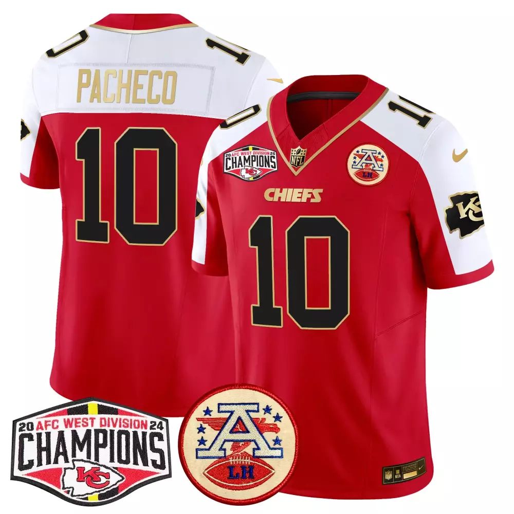 Isiah Pacheco 10 Chiefs Jersey Red AFC West Division Champions Afl Lh 2024 Men Game