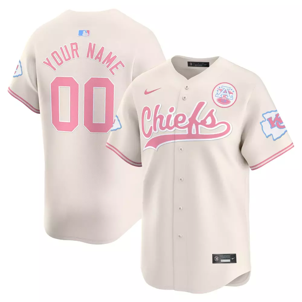 Custom Kansas City Chiefs Jersey Cream Breast Cancer Awareness Royals Men Pink Light Blue