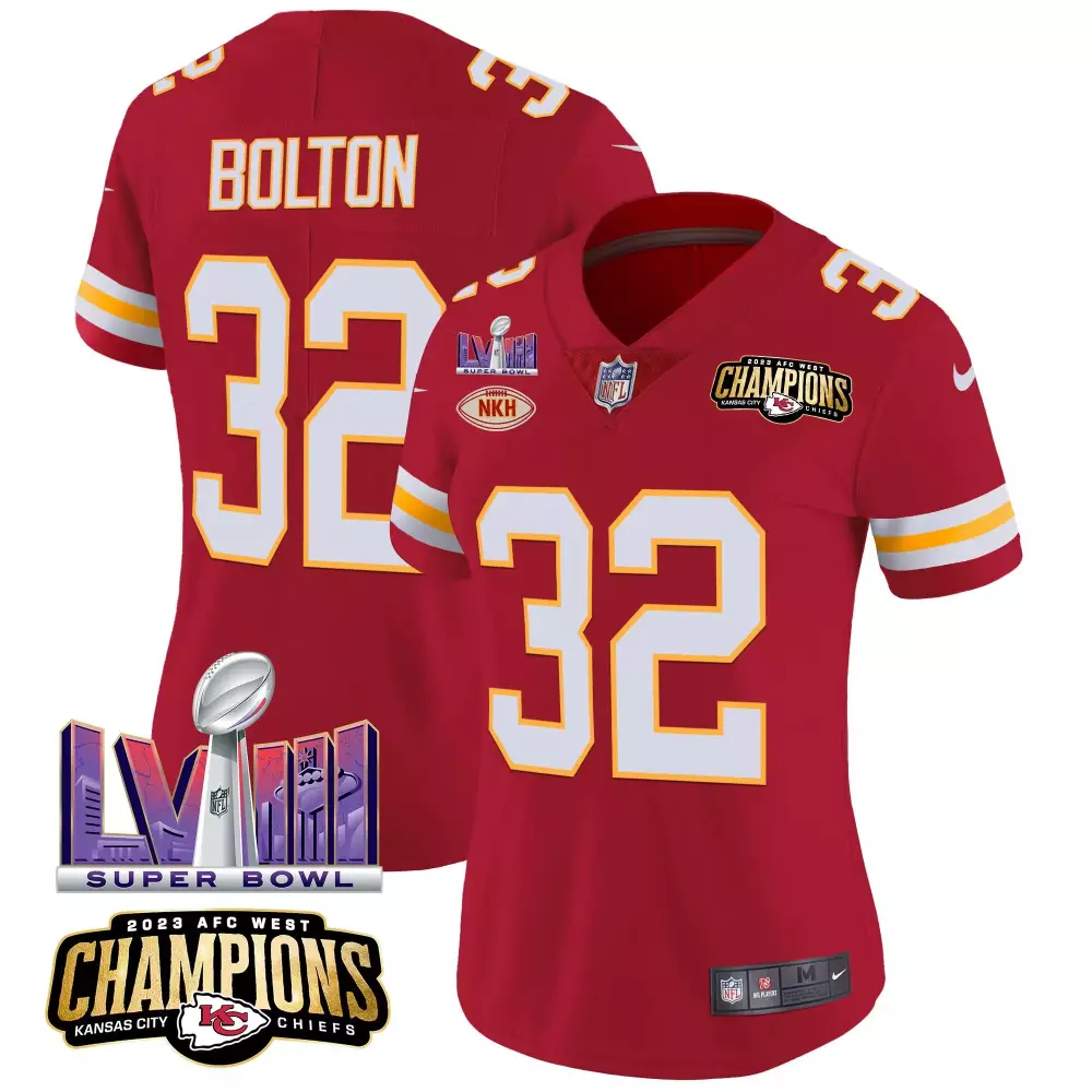 Nick Bolton 32 Kansas City Chiefs Jersey Red 2023 AFC West Champions Super Bowl Lvii