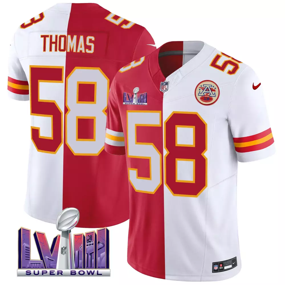 Derrick Thomas 58 Jersey Red Super Bowl Lvii Kansas City Chiefs Men Split Design