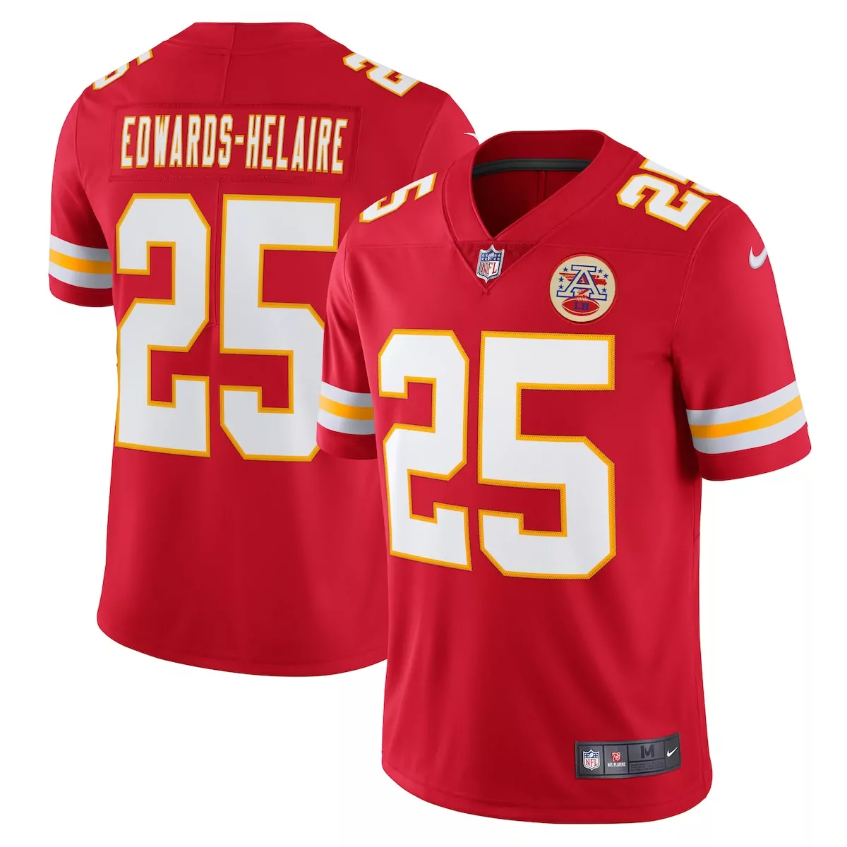 Clyde Edwards 25 Jersey Red Kansas City Chiefs Players Men Replica White Gold Vapor