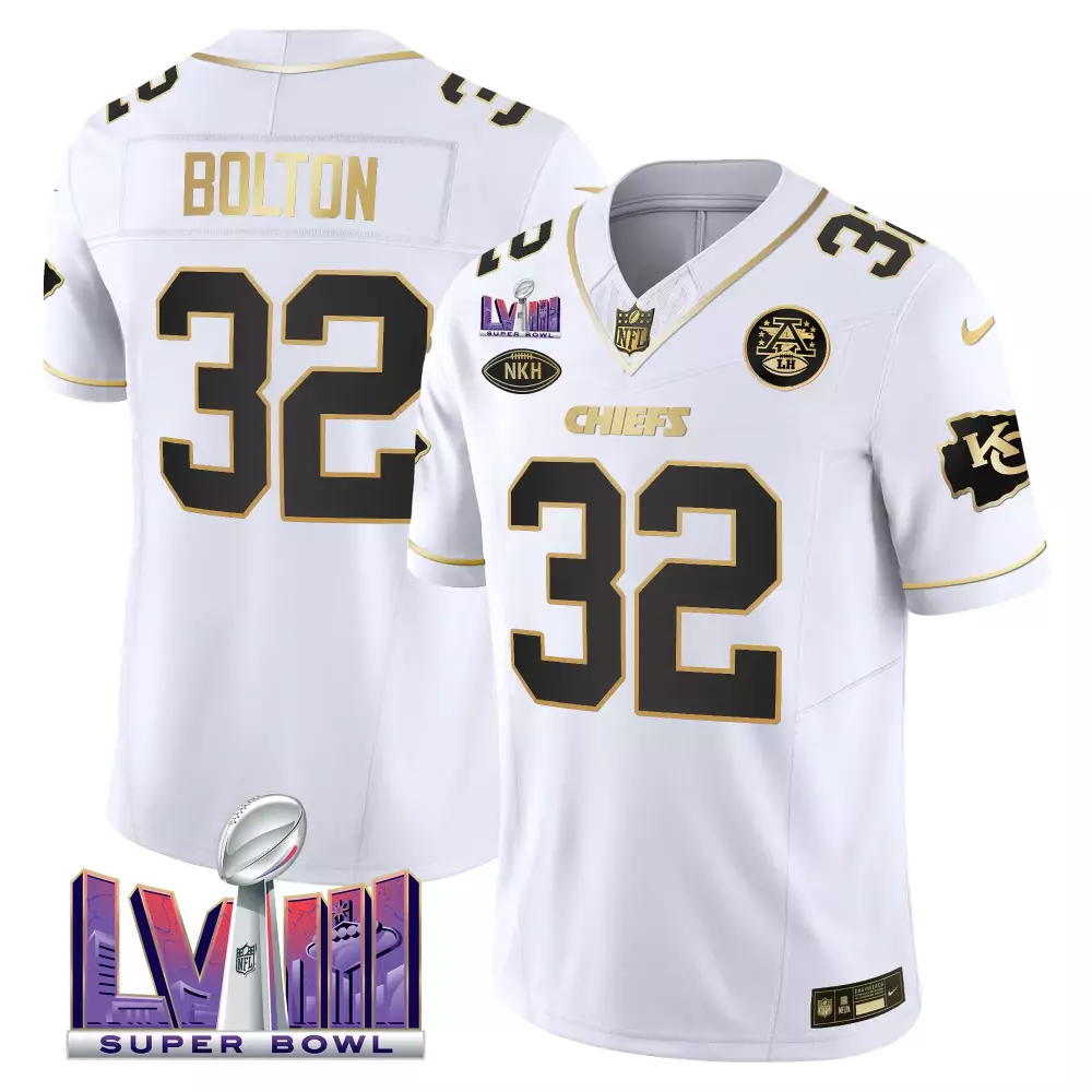 Nick Bolton 32 Chiefs Jersey White Super Bowl Lviii Nkh AFC Men Black Gold All Stitched